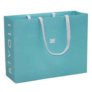 샘플 3D 사용자 정의 쇼핑 독특한 블루 대형 보석 로고 인쇄 파티 선물 포장 럭셔리 종이 가방