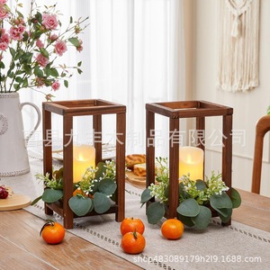 Portavelas Cuadrado de Madera de Pino, Decoración para Bodas, Porta Linternas - Product Image 1