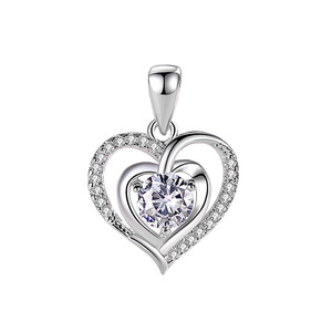 Collar con Incrustaciones de Diamantes en Forma de Corazón S999 para Mujer, Cadena de Clavícula Moderna, Colgante de Amor, Regalo de Cumpleaños para Novia - Product Image 1