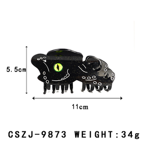 CANYUAN 11cm negro de gran tamaño de acetato pinza para el pelo personalizado pulpo Animal patrón y letra pinza para el pelo - Product Image 2