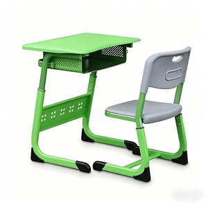 Meubles de crèche réglables en hauteur en plastique PE bleu : Ensemble bureau et chaise pour étudiants - Product Image 5