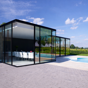 Véranda <span class=keywords><strong>extérieure</strong></span> moderne et contemporaine avec toit incliné et verre trempé pour un espace de vie relaxant, maison, commerce, <span class=keywords><strong>sur</strong></span> <span class=keywords><strong>mesure</strong></span> - Product Image 4