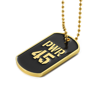 Logotipo personalizado oro plata impermeable estampado hip hop etiquetas de perro para el grabado - Product Image 2