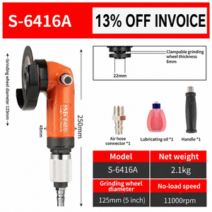 SANERPRO Smerigliatrice Angolare Pneumatica Leggera con Interruttore Rotante 11000RPM 125MM per Taglio e Lucidatura Metalli 2.1KG OBM Personalizzata - Product Image 2