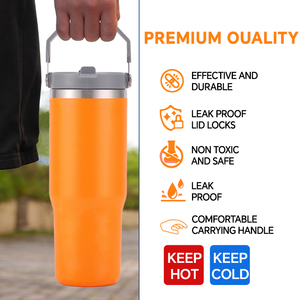 Custom Logo 12oz Leak-Proof Vacuum Thermal Stainless Steel Tumbler with Handle and Lid <b>Coffee</b> Mug - Product Image 4