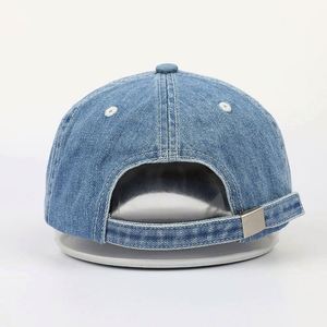 Manufactory Wholesale Most Popular 6 Panel Stylish Youth Fitted Unstructured Denim Jeans Distressed Baseball <b>Hat</b> - Product Image 4