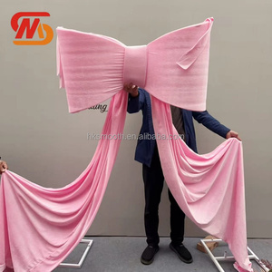 SMOOTH Velvet Pink Giant Bow Silk Bow Knot Hand Made Fabric Bows <b>Backdrop</b> for Wedding Decoration - Product Image 4
