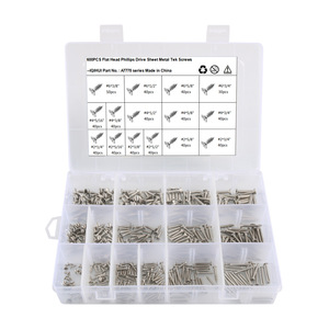 600Pcs <b>Flat</b> Head Phillips Drive Sheet Metal Tek <b>Screws</b> Assortment Grade 304 Stainless Steel Imperial Size A7775 Made In China - Product Image 5
