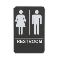 Panneau mural auto-adhésif en acrylique imprimé noir et blanc pour toilettes homme/femme