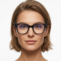 Lunettes de vue carrées rétro noires en acétate, anti-lumière bleue, prêtes à la pose de verres correcteurs, unisexe