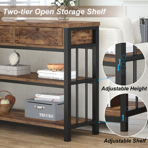 GỖ PHÒNG KHÁCH lối vào bảng điều khiển bàn ghế sofa với 3 ngăn kéo và kệ lưu trữ mở - Product Image 6