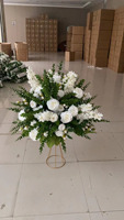 S052 Guirlande florale artificielle en soie Gypsophila avec verdure, taille personnalisable pour la décoration de la maison et des fêtes