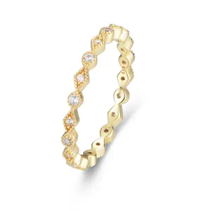 Minimalistic fashion jewelry Geometric Diamond Shape Zircon Ring