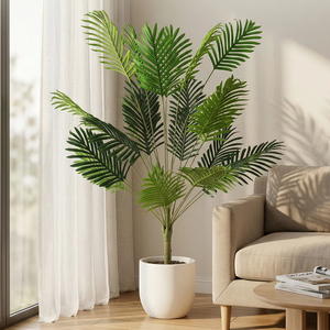 2 Palmeras Artificiales Realistas con Hojas Verdes Exuberantes, Sin Mantenimiento, para Decoración Interior/Exterior - Product Image 1