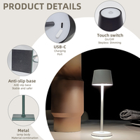 Lampe de chevet LED à intensité variable de qualité supérieure pour l'hôtellerie moderne, les salles à manger haut de gamme, les chambres d'hôtel, les cadeaux de luxe, lampe de table miniature rechargeable