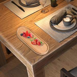 <span class=keywords><strong>Plateau</strong></span> <span class=keywords><strong>de</strong></span> service ovale en bois d'acacia écologique pour charcuterie, fromages, sushis, fruits, desserts, apéritifs et collations - Product Image 4