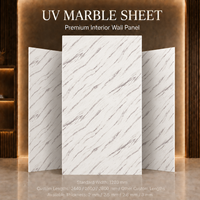 Panneau mural en PVC brillant MORLENX, imitation marbre blanc à veines linéaires, pour projet de bureau contemporain