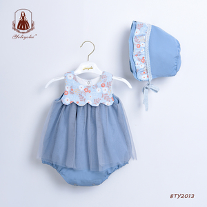 Ropa informal para bebés y niñas, vestido siameses con bragas, color azul, gran oferta - Product Image 1