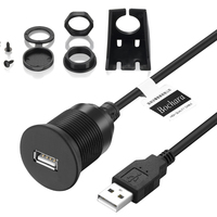 Bochara panneau de montage encastré USB 2.0 câble de tableau de bord d'extension mâle à femelle blindé pour voiture camion bateau