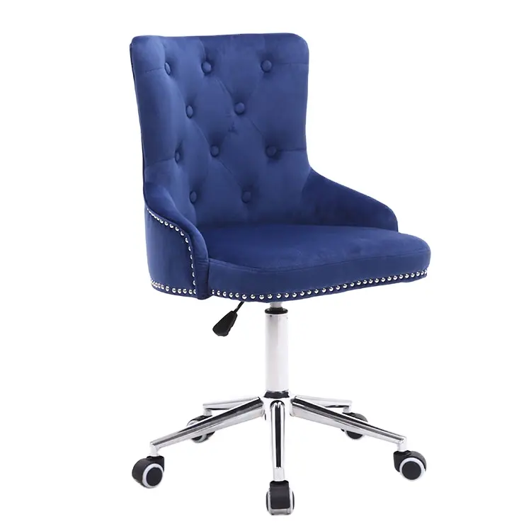 Veludo de costas altas venda quente barato bela elevação azul giratória móveis de escritório cadeira executiva