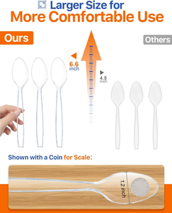 Cuillères et fourchettes jetables écologiques pour la crème glacée - Fournitures de camping et de restauration Biodégradables Sans BPA Sans danger pour les aliments Durables - Product Image 5