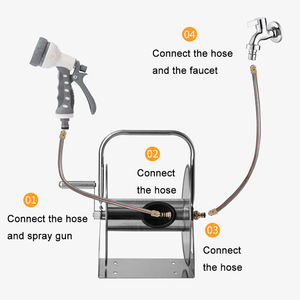 Stainless 201 and 410 Hose Reel Wall Mount Easy Installation Garden Water Car Wash with Brass Connector - Product Image 5