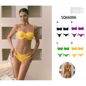 Maillot de bain une pièce HDJ bandeau torsadé grande taille effet ventre plat pour femme couleur unie tenue de plage SQ66006 - Product Image 1