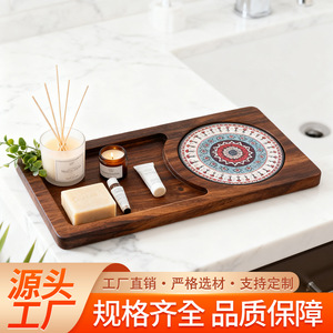 ถาดชาไม้ลายแมนดาลาสำหรับชุดเสิร์ฟกาแฟชา ขนาด 30x20 ซม. - Product Image 5