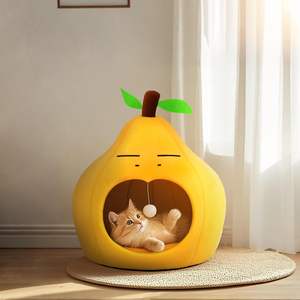 Factory Supply Birne Cartoon Haustier bett Flauschige Kunst pelz Katzen nest Wasch bare abnehmbare Abdeckung Haustier betten - Product Image 4