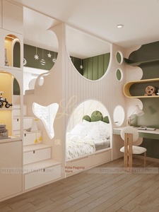 Letto a Castello per Bambini in Legno Massello Largo 1,35 Metri, Letto a Doppio Strato Personalizzato a Forma di Albero per Camera dei Bambini, Design Minimalista - Product Image 4
