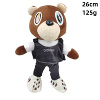 Vente chaude ours en peluche en peluche jouet unisexe doux peluche poupée personnalisée Kanye West ours 26cm de hauteur pour l'obtention du diplôme