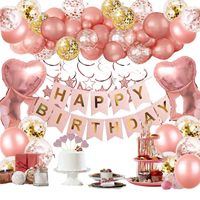Décoration de fête sur le thème des anniversaires, ballons en latex rose gold et ballons à confettis dorés, ensemble de ballons en feuille d'aluminium en forme de cœur et d'étoile
