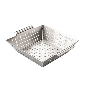 Panier de cuisson rectangulaire en acier inoxydable robuste Pinnovo, argenté, compatible lave-vaisselle, pour grillades et légumes - Product Image 2