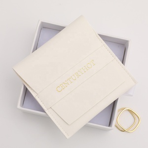 PUPPYSEW <b>White</b> PU Leather Jewelry Pouch Bag Earrings Necklace Gift Packaging Bags Jewelry <b>Envelope</b> Pouches Bag With Logo Printed - Product Image 6