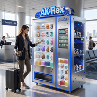 Distributeur automatique de figurines originales avec écran LED et design de vitrine personnalisé pour événements commerciaux