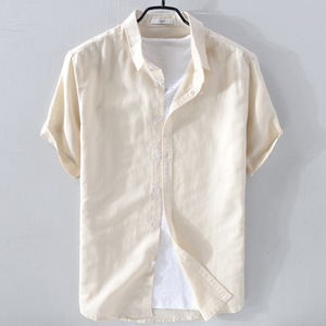 Camisa de Lino Blanca para <span class=keywords><strong>Hombre</strong></span>, Transpirable, Cómoda, Formal, con Cuello Mao, <span class=keywords><strong>Manga</strong></span> <span class=keywords><strong>Corta</strong></span>, para la Temporada de Verano - Product Image 5
