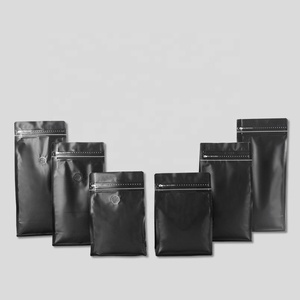 Sacs à café en aluminium composite plastique de 125 g, étanches à l'humidité, à fond plat, avec valve et fermeture éclair - Product Image 3