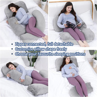 Oreiller de grossesse en coton amovible pour tout le corps avec housse en velours cristal