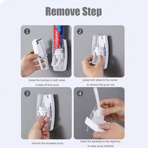 Use Automatic <b>Toothbrush</b> Dispenser <b>Wall</b> <b>Mount</b> Toothpaste Squeezer and <b>Toothbrush</b> <b>Holder</b> Set for Kids Family Bathroom Use - Product Image 2