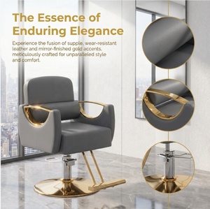 Luxury Gold Hydraulic Styling Chair Heavy Duty 360 Swivel Hair Salon Chair Modern Leather Barber Chair for Beauty Styling - Product Image 1
