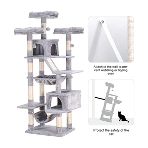 Torre para gatos alta personalizada al por mayor, escaleras para mascotas, cuerda de sisal natural envuelta, marco de escalada para rascar, juguetes de árbol para gatos pequeños - Product Image 3