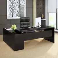 Bureau en bois en forme de L pour chef de bureau, mobilier de chef de la direction, table d'ordinateur noire
