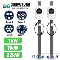 GEEFUTURE 7kw 11kw 22kw Type 2 Chargeurs AC pour voitures électriques à montage mural Wallbox Domestique 1 / 3 Phases Intelligent OCPP 1.6J 16A 32A IP66