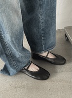 Minimalistische Damen-Split-Toe-Flats mit elastischem Einzelriemen aus weichem Leder zum Hineinschlüpfen – Cottagecore Street Daily Ballet Flats