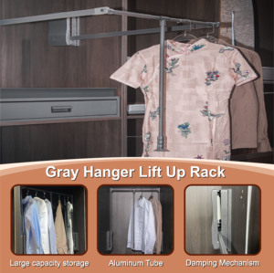 Organisateur suspendu de conception de tuyau minimaliste moderne Meilleures idées d'organisation de placard pour les vêtements dans la <span class=keywords><strong>chambre</strong></span> à coucher Support de <span class=keywords><strong>rangement</strong></span> élévateur - Product Image 3