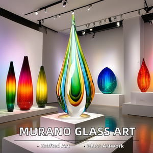 Cristal Soplado de Colores de Lujo Hecho a Mano, Decoración para el Hogar, Estilo <span class=keywords><strong>Murano</strong></span>, Gotas para Adornos de Flores, Figuras, Patrones, Jarra Artesanal - Product Image 3