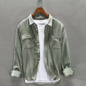 Abbigliamento <span class=keywords><strong>Casual</strong></span> Top da <span class=keywords><strong>uomo</strong></span> alla moda con colletto rialzato in velluto a maniche lunghe primavera autunno tinta unita - Product Image 2