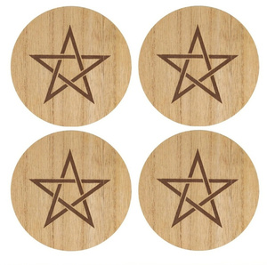 Personalizada madera brujería bruja Altar decoración pentagrama Círculo Mágico candelita <span class=keywords><strong>de</strong></span> madera portavelas ecológico pintado técnica - Product Image 1