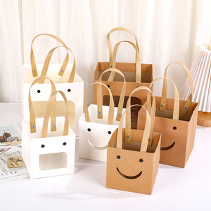 Manufacturer Wholesale In-stock Eco-friendly Kraft <b>Paper</b> Bag Square Visible Window Portable Bag Multi-size for Gift Packaging - Product Image 3
