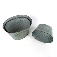 Oval Vintage Penanam Logam Murah Pot Bunga Taman Logam Tiga Potong Farmhouse Bunga Ember Kontainer Kemasan/Hadiah